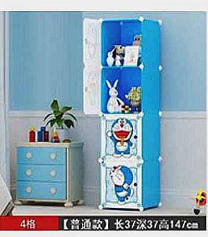 Lemari 4 Susun Doraemon Biru Empat Tingkat Rak Laci Rakitan Portable Blue – A300