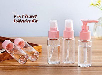 5 in 1 Travel Toiletries Kit Set Bottle Botol Semprot Sabun Kosmetik Serbaguna – A301