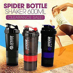 Botol Minum Shaker Spider Air Bottle Fitness Gym Lengkap Tempat Susu Suplemen Kapasitas 600 ml –A318