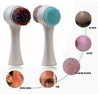 Alat Cuci Muka Spons Silikon Ultra Halus Sikat Pijat 2 Sisi Pembersih Wajah &ndash; A319