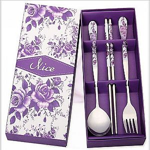 Set Alat Makan Sendok Garpu Sumpit Chinese Dining Set Souvenir Peralatan Makanan Lengkap -&nbsp; A324