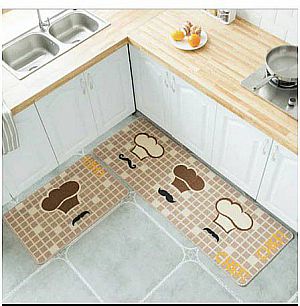 Keset Dapur Small Anti Slip 2 in 1 Keset Kaki Motif Kitchen Set Pintu Kamar – A436